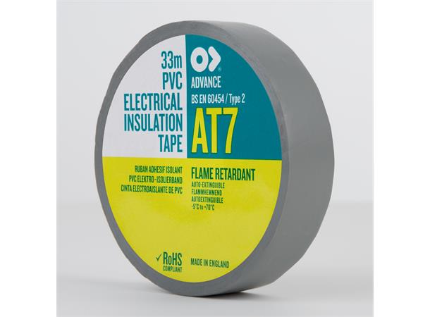 Advanced PVC Tape, Grå, 19mm x 33m Elektrisk isolerende tape.